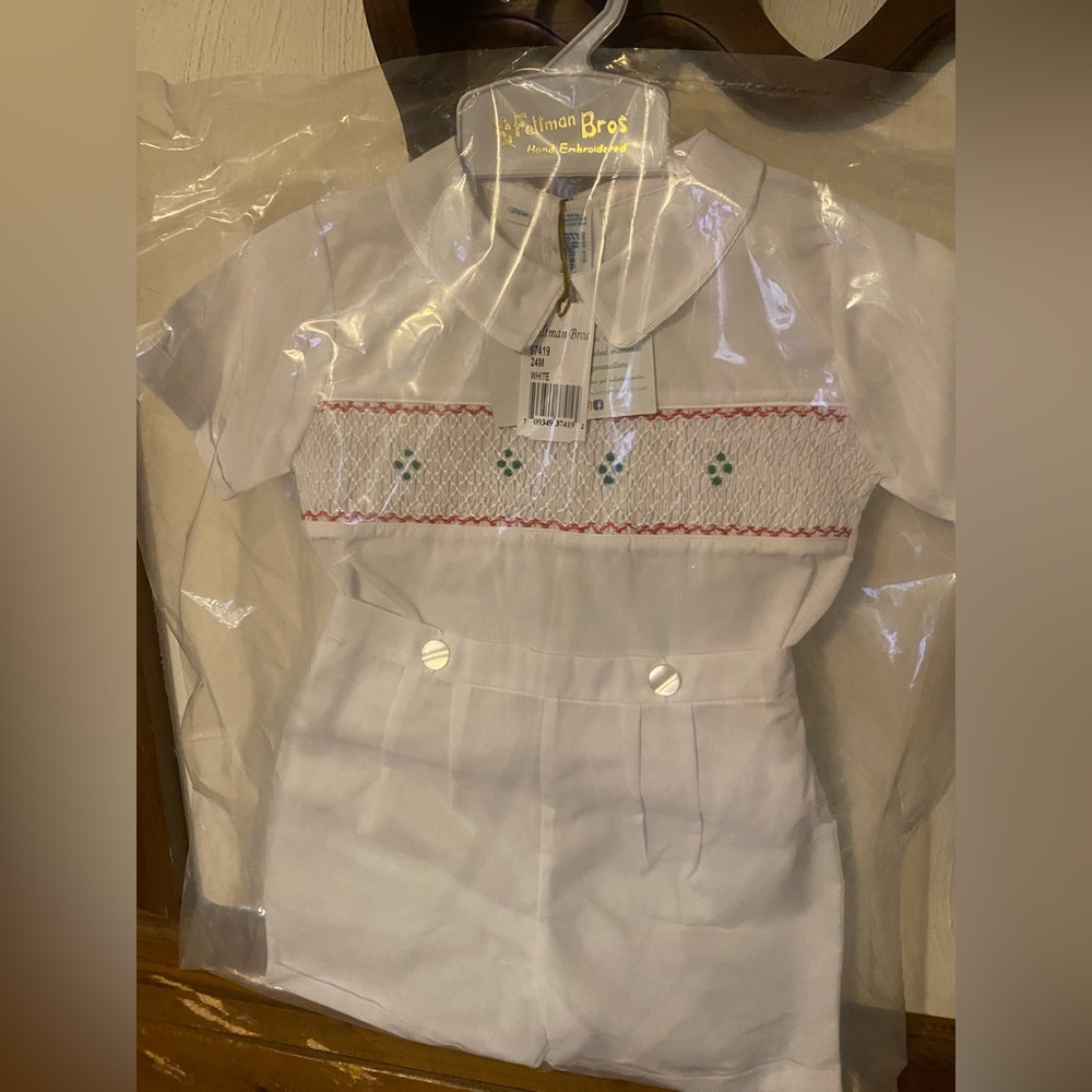 Hand Embroidered White Kids Outfit